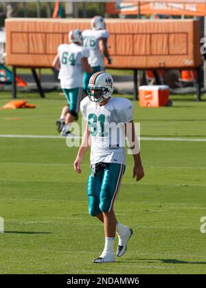 Miami Dolphins tight end Joey Haynos looks for a pass interference call  against the Tampa Bay Buccaneers in fourth-quarter action at Land Shark  Stadium in Miami, Florida, Sunday, November 15,2 009. The