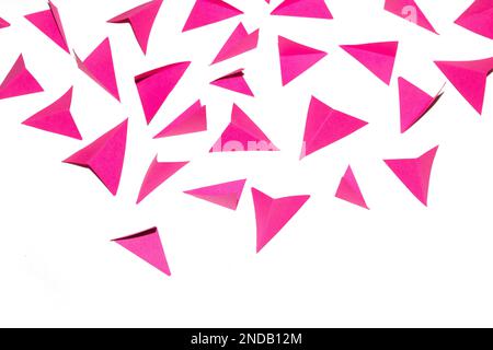 A Pink and White Geometric Folded Paper Triangle Shapes for Background Craft Stock Photo