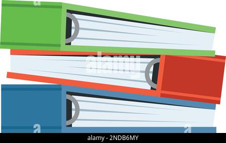 Document folders stack. Color binders full of papers Stock Vector