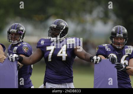 04 August 2010: Baltimore Ravens offensive tackle Michael Oher (74) signs  autographs for fans during Ravens training camp at McDaniel College in  Westminster, MDMandatory Credit: Russell Tracy / Southcreek Global  (Credit Image: ©