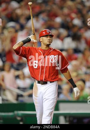 Washington Nationals shortstop Ian Desmond (20) has a new tattoo on his  left arm, seen before an interleague baseball game against the Houston  Astros at Nationals Park Wednesday, June 18, 2014, in