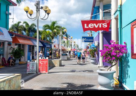 Heritage Quay open-air shopping centre, St John's, Antigua, Antigua and Barbuda, Lesser Antilles, Caribbean Stock Photo