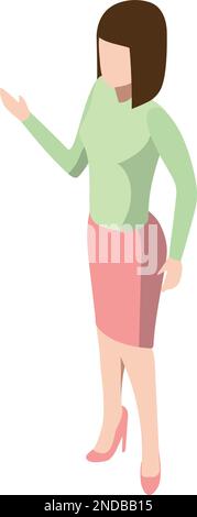 Woman in formal clothes isometric icon. Working character Stock Vector