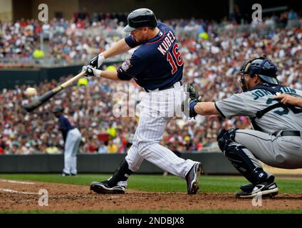 Minnesota Twins' Jason Kubel (16) celebrates his grand slam off