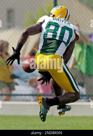 Green Bay Packers Donald Driver reacts after a touchdown in the