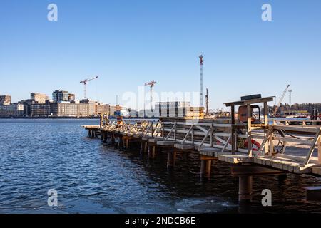 Kruununsillat bridge under construction in Merihaka district of Helsinki, Finland Stock Photo