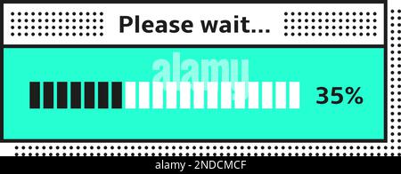 Progress loader window in vintage interface. Hipster style computer screen Stock Vector