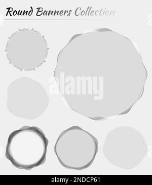 Round banners collection. Circular backgrounds in blue colors ...