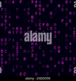 Abstract digital background. Magenta sparse hexadecimal background. Small sized seamless pattern. Trendy vector illustration. Stock Vector