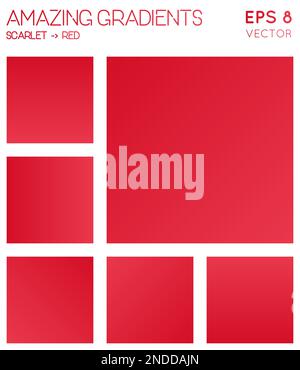 Colorful gradients in scarlet and red color tones. Actual gradient background, delightful vector illustration. Stock Vector