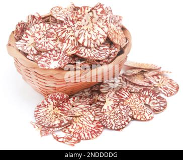 Sliced betel nut over white background Stock Photo