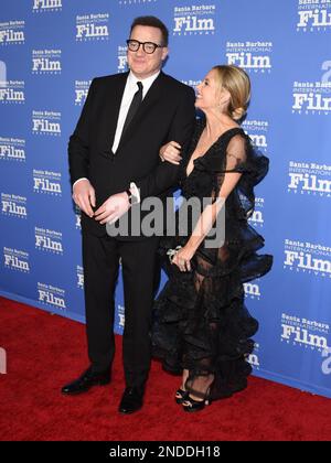 February 14, 2023, Santa Barbara, California, USA: BRENDAN FRASER, star of The Whale, and SARAH MICHELLE GELLAR attend the American Riviera Award Award at the 38th Annual Santa Barbara International Film Festival. (Credit Image: © Billy Bennight/ZUMA Press Wire) EDITORIAL USAGE ONLY! Not for Commercial USAGE! Stock Photo