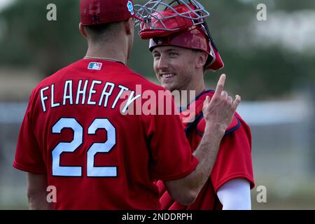 St. Louis Cardinals catcher Andrew Knizner is seen during spring training  baseball practice Monday, Feb. 22, 2021, in Jupiter, Fla. (AP Photo/Jeff  Roberson Stock Photo - Alamy