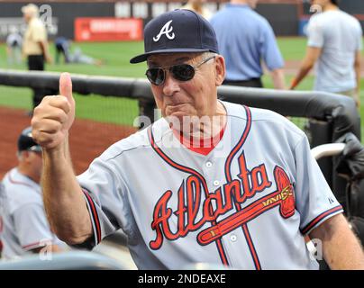 A New York Mets fan gives the thumbs-up as Met and New York