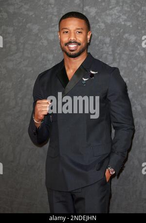 American actor Michael B. Jordan poses at the Louis Vuitton