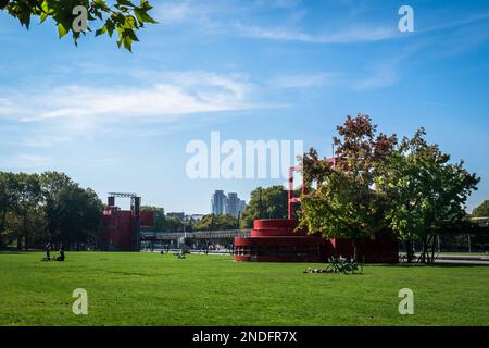 Paris, France, Oct 2022, view of Prairie du Cercle Sud, Park of the Villette Stock Photo