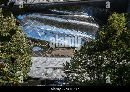 Paris, France, Oct 2022, close up of the Philharmonic of Paris building in the park of La Villette Stock Photo