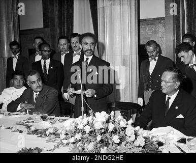 The emperor Haile Selassie I is speaking in front of the League of ...