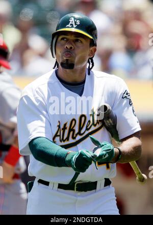 Oakland Athletics' Coco Crisp walks on the field during the first baseball  game of a doubleheader against the Baltimore Orioles in Baltimore,  Saturday, May 7, 2016. (AP Photo/Patrick Semansky Stock Photo - Alamy