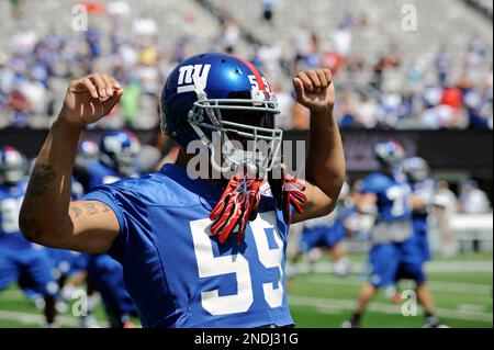 Photo: Giants Michael Boley celebrates during the NFC Championship