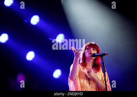 UK band Florence and The Machine performs at the Isle of Wight festival 2010 in Newport, England, Friday, June 11, 2010. (AP Photo/Paul Jeffers)