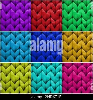 Samples of different wool, collage. Color palette Stock Photo