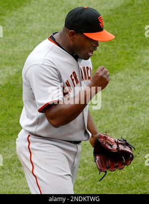 San Francisco Giants pitcher Santiago Casilla (46) during game against the  New York Mets at Citi Field in Queens, New York; September 19, 2013. Giants  defeated Mets 2-1. (AP Photo/Tomasso DeRosa Stock Photo - Alamy