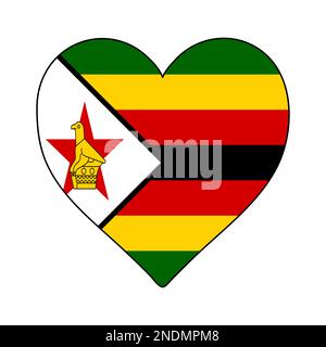Zimbabwe Heart Shape Flag. Love Zimbabwe. Visit Zimbabwe. Eastern Africa. Africa. African Union. Vector Illustration Graphic Design. Stock Vector