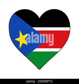 South Sudan Heart Shape Flag. Love South Sudan. Visit South Sudan. Eastern Africa. Africa. African Union. Vector Illustration Graphic Design. Stock Vector