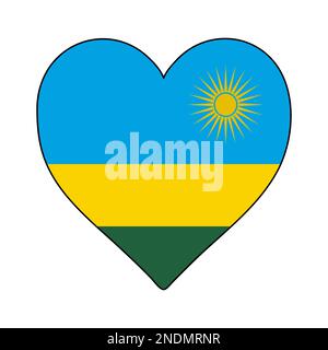 Rwanda Heart Shape Flag. Love Rwanda. Visit Rwanda. Eastern Africa. Africa. African Union. Vector Illustration Graphic Design. Stock Vector