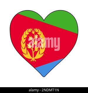 Eritrea Heart Shape Flag. Love Eritrea. Visit Eritrea. Eastern Africa. Africa. African Union. Vector Illustration Graphic Design. Stock Vector