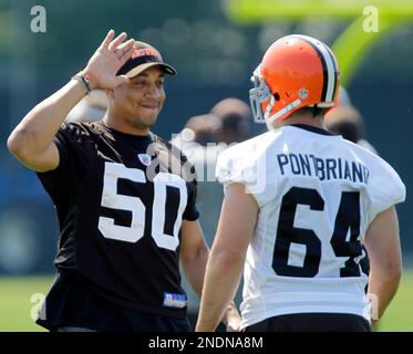 Cleveland Browns center Ryan Pontbriand (64) before an exhibition football  game Saturday, Aug. 15, 2009, in Green Bay, Wis. (AP Photo/Jim Prisching  Stock Photo - Alamy