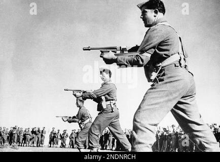 The British Army in the Middle East 1942 A dummy is bayoneted during a