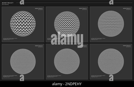 Modern abstract triangle globe design template set. Digital pixel circle vector. Stock Vector