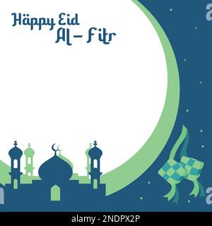 Happy Eid Al-Fitr Twibbon Template Frame Background Design Vector Illustration Stock Vector