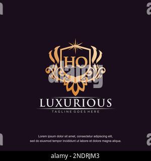 HO initial letter luxury ornament gold monogram logo template vector. Stock Vector