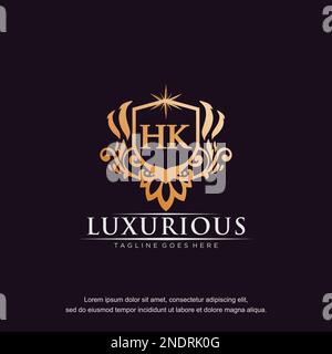HK initial letter luxury ornament gold monogram logo template vector. Stock Vector