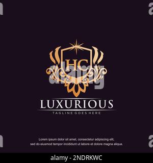 HC initial letter luxury ornament gold monogram logo template vector. Stock Vector