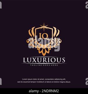 IQ initial letter luxury ornament gold monogram logo template vector. Stock Vector