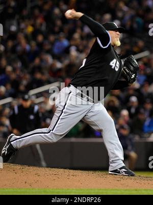 Chicago White Sox's Bobby Jenks throws in the ninth inning against