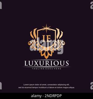 IE initial letter luxury ornament gold monogram logo template vector. Stock Vector