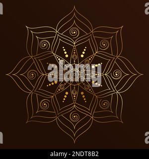 Golden mandala. Indian pattern on a dark background Stock Vector
