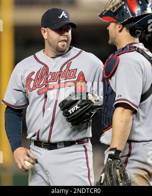 Atlanta Braves catcher Brian McCann during a spring training baseball  workout Wednesday, Feb. 18, 2009 in Lake Buena Vista, Fla. (AP Photo/David  J. Phillip Stock Photo - Alamy