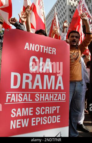 Supporters of the youth wing of the Pakistani religious party  Jamat-e-Islami rally to support Faisal Shahzad, the suspect accused of the  failed Times Square car bombing, in Karachi, Pakistan on Thursday, May