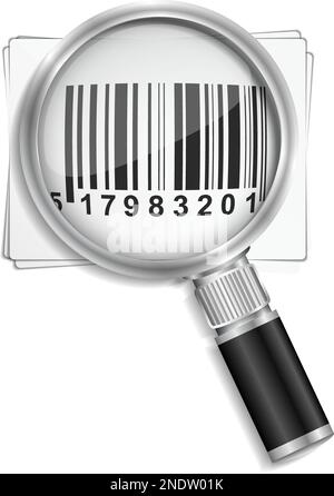 Magnifying glass and bar code, vector eps10 illustration Stock Vector