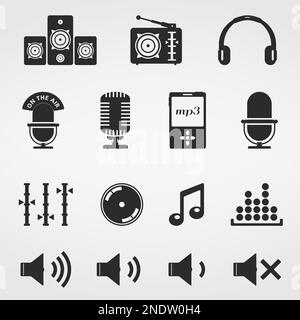 Sound and music, icons set, vector eps10 illustration Stock Vector