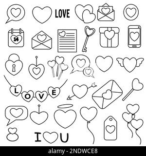 Set of  valentine line icons for love, romance, Valentine's Day Stock Vector
