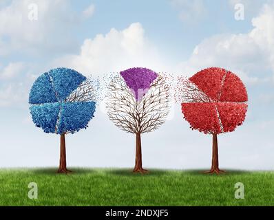 Cross Pollination Concept and transferring of  genetic material to create a new plant as a business concept for mixing and collaboration Stock Photo