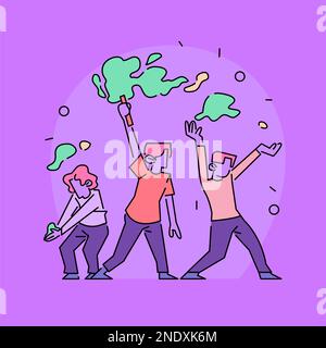 Illustrating the Joy of Holi with Playful Characters. A Festive Vector Design Stock Vector