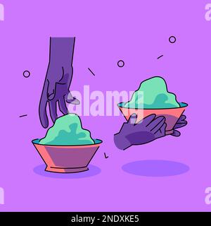 Vector Art of Hands Covered in Colors Celebrating Holi, the Hindu Festival of Spring Stock Vector